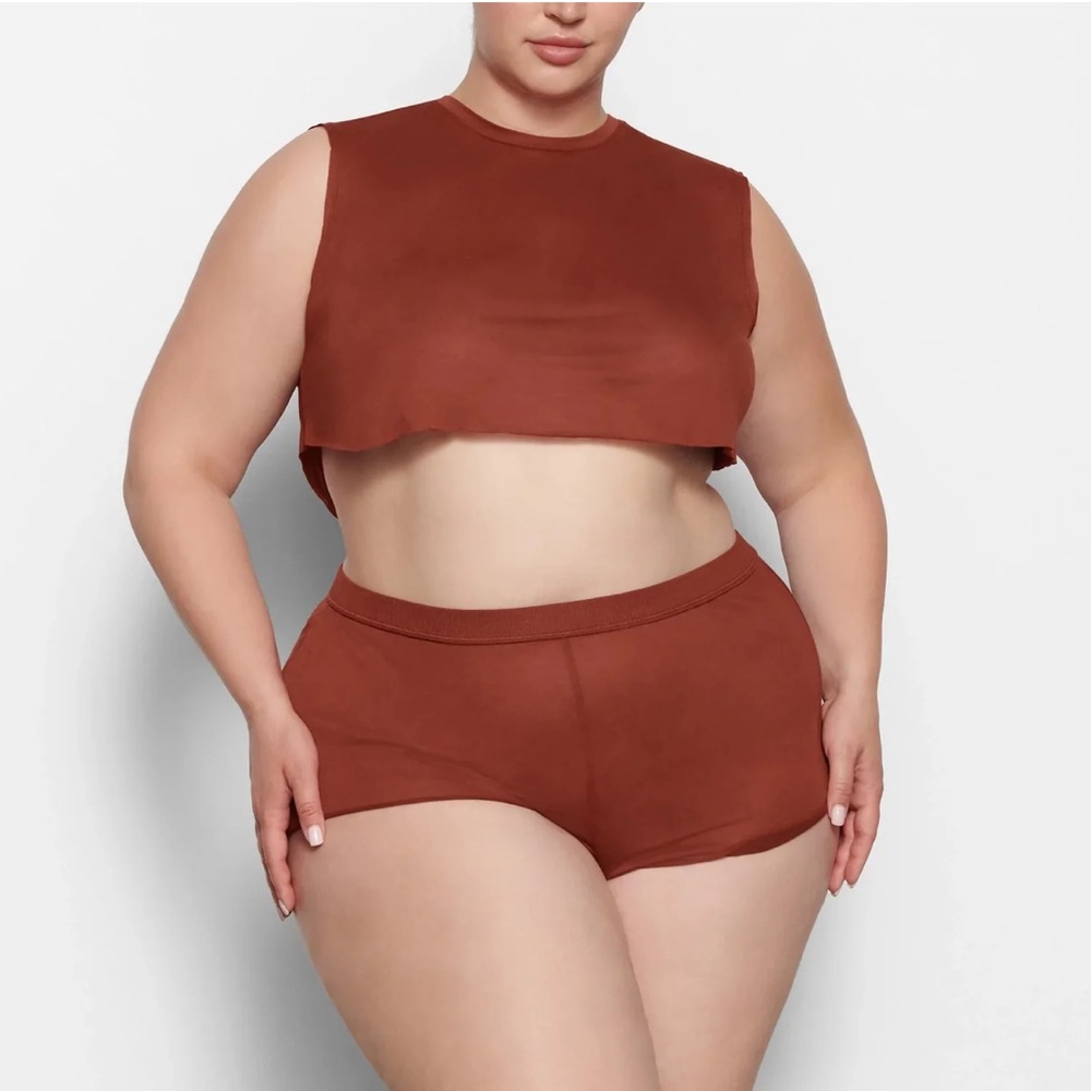 Skims Sleep Super Cropped Tank + Skims Sleep Cheeky Short in Saffron| Size M NWT